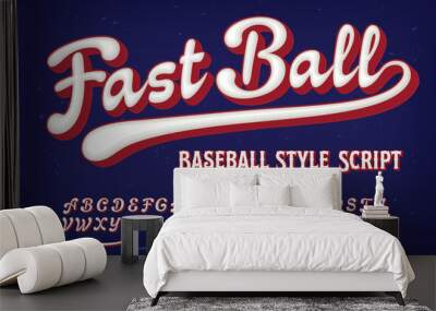 Fast Ball is a baseball or sport style script alphabet with rounded 3d effects and a deep red drop shadow. Good alphabet for sports team logos, insignias on sportswear, jerseys, etc. Wall mural