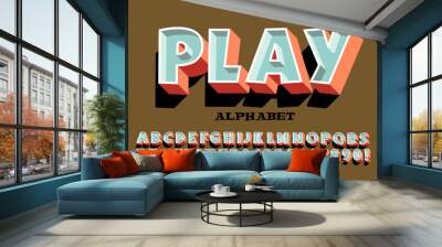 Play Alphabet; A Fun and Playful 3d Effect Font with Shadow and Harmonized Color Scheme. Wall mural