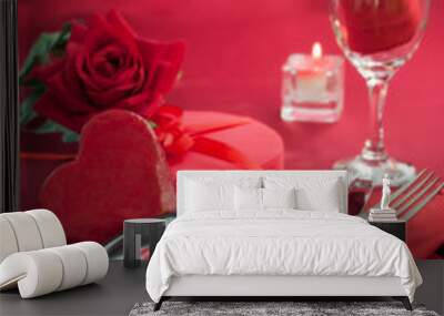 Valentine day romantic table setting Wall mural