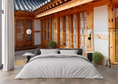 Traditional Korean style architecture at Hanok Village. Traditional Korean house. Wall mural