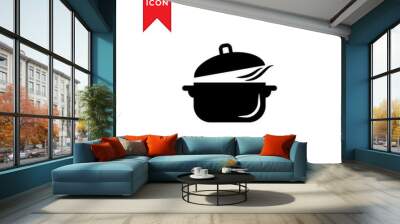 Sauce pan icon vector. Simple design on white background. Wall mural