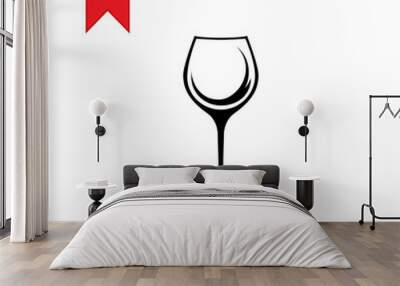 Wine glass icon vector. Wine glass logo illustration. Flat design style on white background. Wall mural