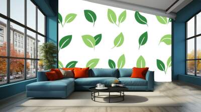 A set of leaves on a white background. Eco icons Wall mural