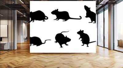 Rodent rat silhouette vector set Wall mural