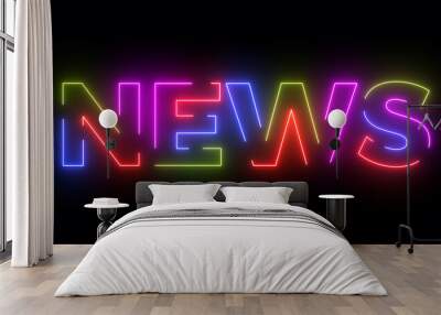 News colored text. Laser vintage effect. Infinite loopable 4K animation Wall mural