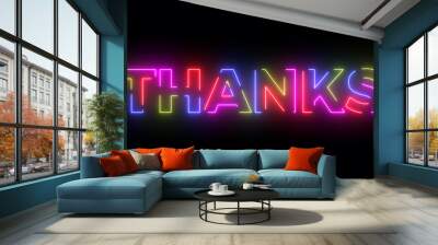 Thanks colored text. Laser vintage effect. Infinite loopable 4K animation Wall mural