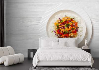 bang bang shrimp rice bowl with fresh veggies Wall mural