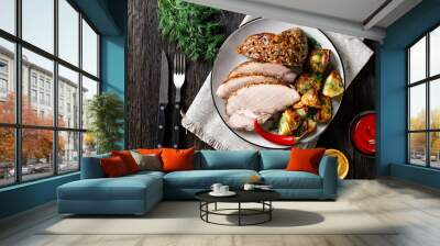 Bohemian pork roast with potatoes, pork shoulder Wall mural