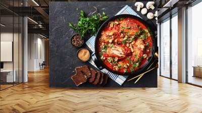 close-up of Chicken Cacciatore in a dish Wall mural