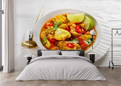 Moqueca Baiana, brazilian fish curry, top view Wall mural