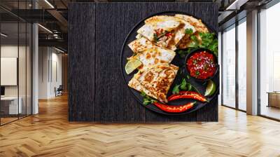 quesadilla with chicken, cheese, chilli, greens Wall mural