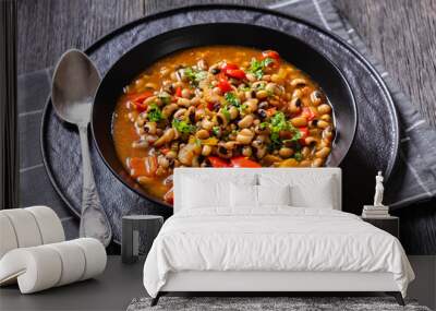 Vegan Hoppin John, savory black-eyed pea stew Wall mural