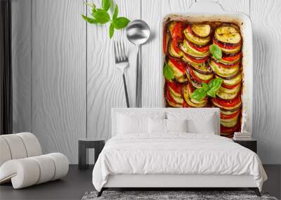 yummy french tian provencal, close-up, top view Wall mural