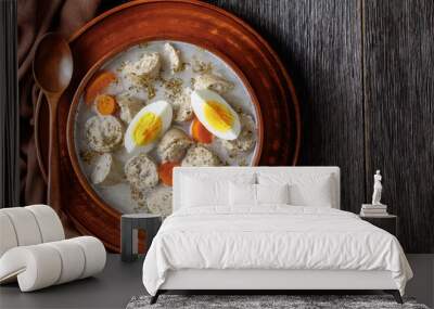 Zurek polish soup with white kielbasa on a bowl Wall mural