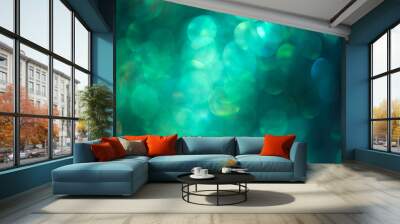 Abstract blue green bokeh background Wall mural