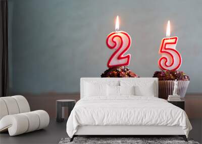 Birthday candles celebrating 25th birthday Wall mural