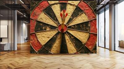 Dart Hitting Center of Dartboard Wall mural