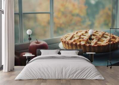 Rustic Apple Pie by the Window Wall mural