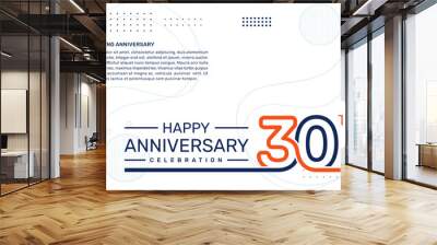 30th anniversary template design with abstract background, vector template Wall mural