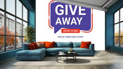 Giveaway contest enter to win banner template. Vector template Wall mural