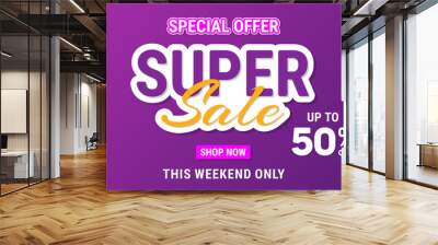 Super sale banner template design. Abstract sale banner. promotion poster. vector illustration Wall mural