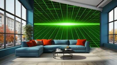 Abstract background: green binary cyberspace. High technology concept. Wall mural