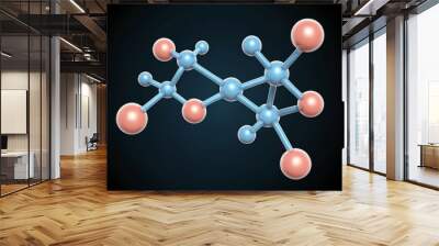 Molecular structure visualization. 3D render Wall mural