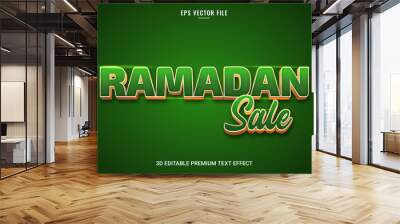 Luxury Ramadan stylish 3d text effect dark green and gold template Wall mural