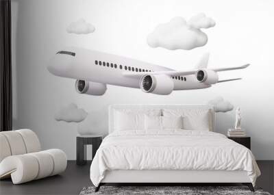 Airline fly worldwide clouds travel tourism plane trip planning world tour. leisure touring holiday summer vacation concept. on isolated on background. logistics transportation. 3d rendering Wall mural