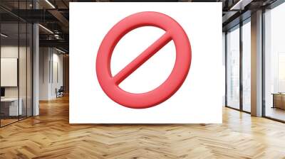 red forbidden icon isolated on transparent background. ban, warning public zone, cartoon minimal sty Wall mural