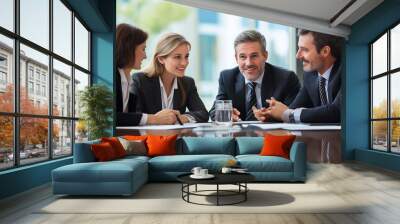 business professionals working on a project as a team in the office for work Wall mural