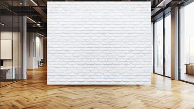 Abstract white brick wall texture background. Horizontal panoramic view of masonry brick wall. Wall mural