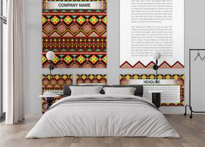 Set of abstract corporate templates. Ethnic boho seamless patter Wall mural