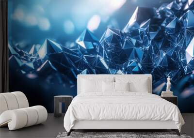 Abstract futuristic - technology with polygonal shapes on dark blue background Design digital technology concept 3d illustration Wall mural