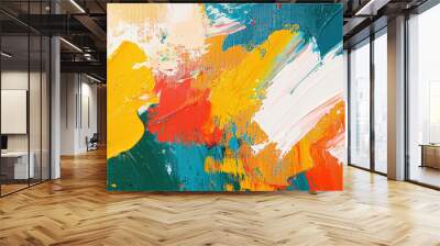 Art abstract panorama fun creative background texture with random paint brushstrokes in amazing multicolor - painting concept for design - in long, thin header  banner Wall mural