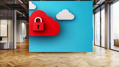 Digital cloud with security layers, emphasizing data protection and secure storage, Cloud Security, Data Encryption Wall mural