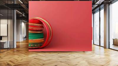 Traditional Indian bangles, colorful and ornate, 3D illustration Wall mural