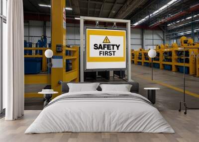 Safety first sign in industry factory for worker and employee Wall mural