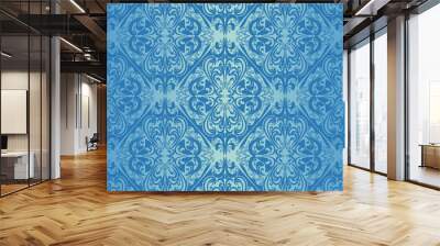 Seamless blue wallpaper - style retro. Wall mural