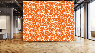 fruit orange citrus tropical summer pattern seamless vector Wall mural