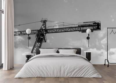 Construction site with cranes on sky background Wall mural