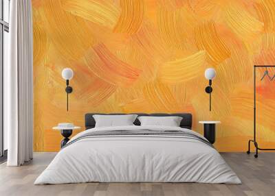 Orange oil paint brush strokes texture as abstract background for textured wallpaper,pattern, art print, etc Wall mural