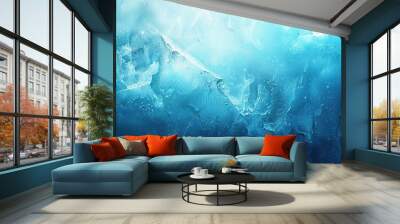 Original beautiful background image in light blue tones of the surface with a wide format texture of ice or stone, landscape, nature, wallpaper. Wall mural