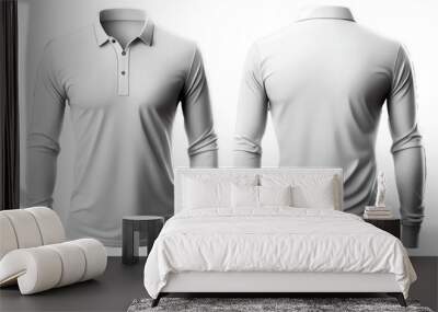 Polo shirt Long Sleeve print mockup,  3d render, Front and back, copy space, Generative AI Wall mural