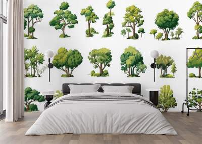 Tree vector illustration, set of graphics trees elements drawing for architecture and landscape design, elements for environment and garden Wall mural