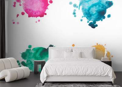 watercolor blot, drop, isolated on white background Wall mural