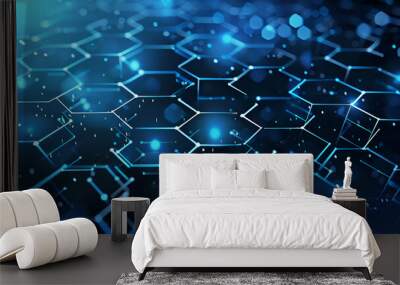 Abstract background hexagon network technology Wall mural