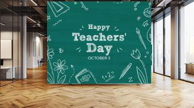 Free vector hand drawn teachers' day background Wall mural