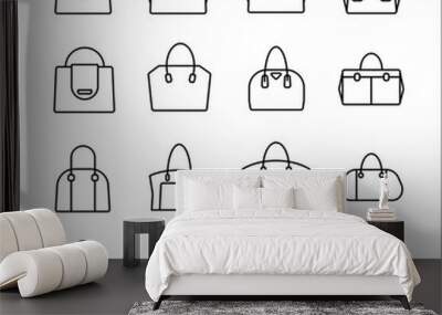 handbag icon set on white background Wall mural