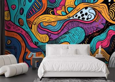 Hand drawn abstract doodle background Wall mural